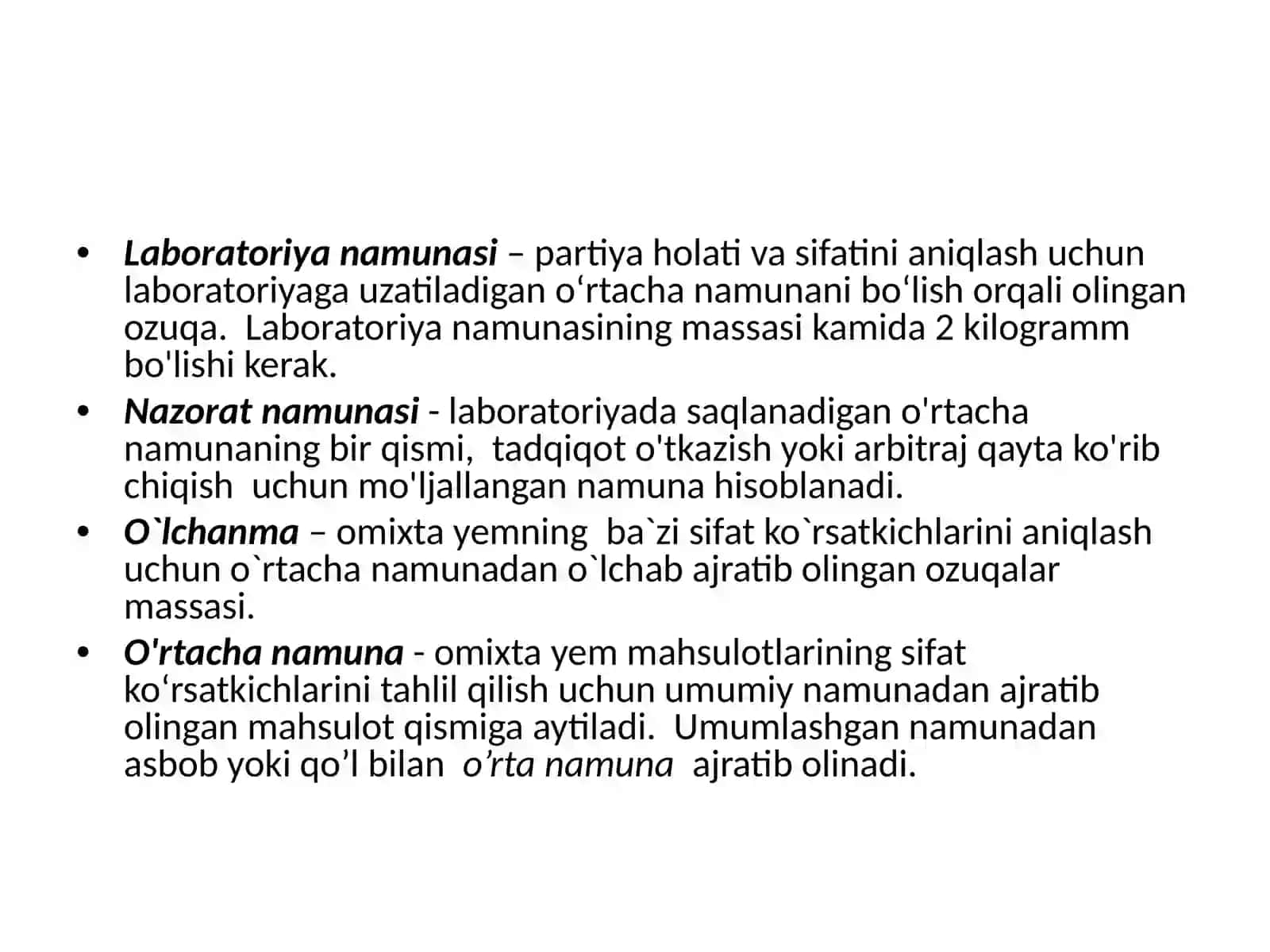 Omixta yemlarining namuna olilishi 3