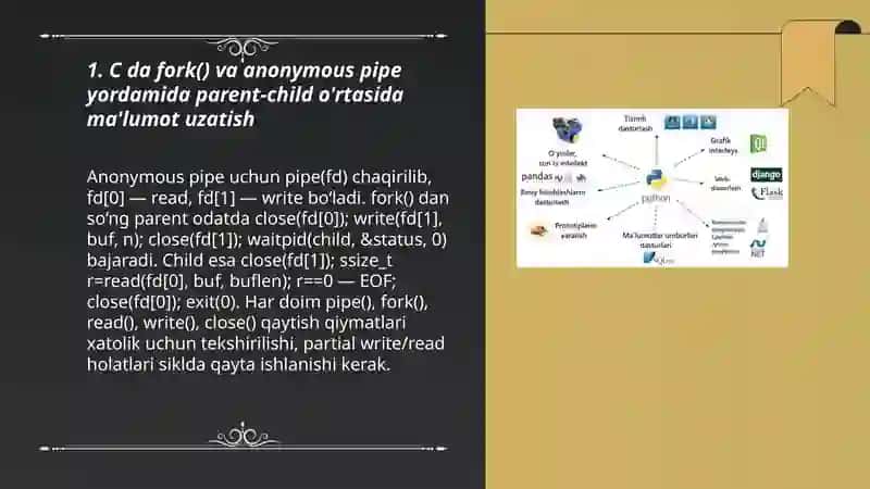 IPC (kanallar | signallar) va foydali dasturlash 3