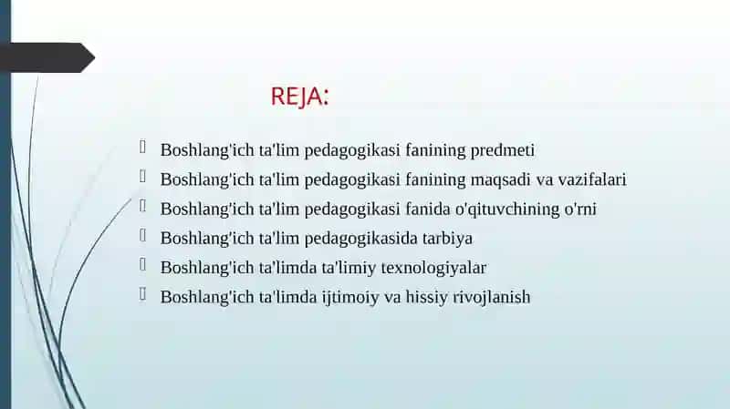 boshlangʻich taʼlim pedagogikasi fanining maqsad va vazifalari 3