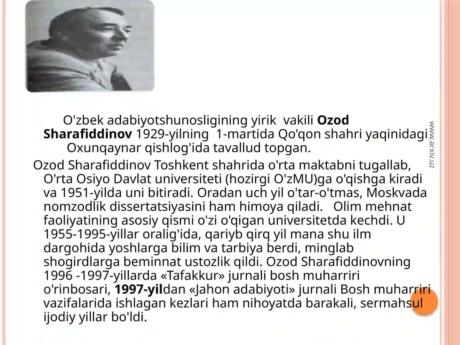 O'zbek adabiyotining yirik vakili Ozod Sharafiddinov 3