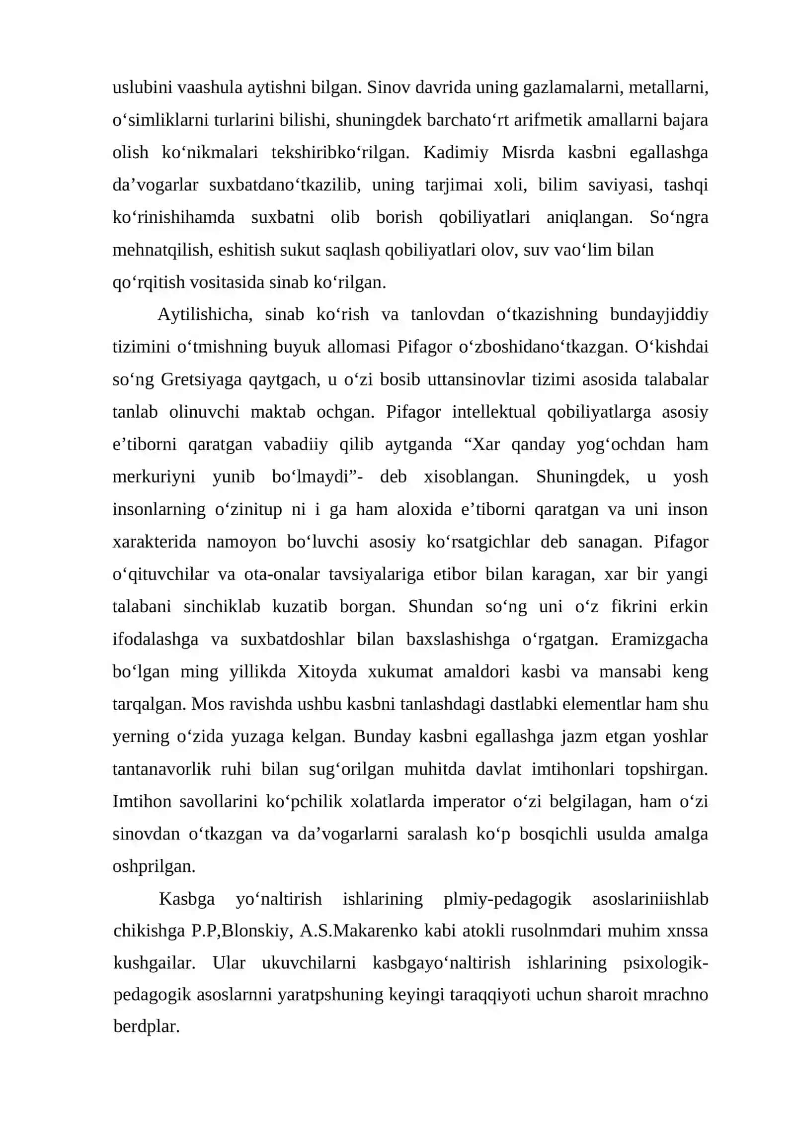 Kasb-hunarga yo’naltirish, uning tarixiy taraqqiyoti 3