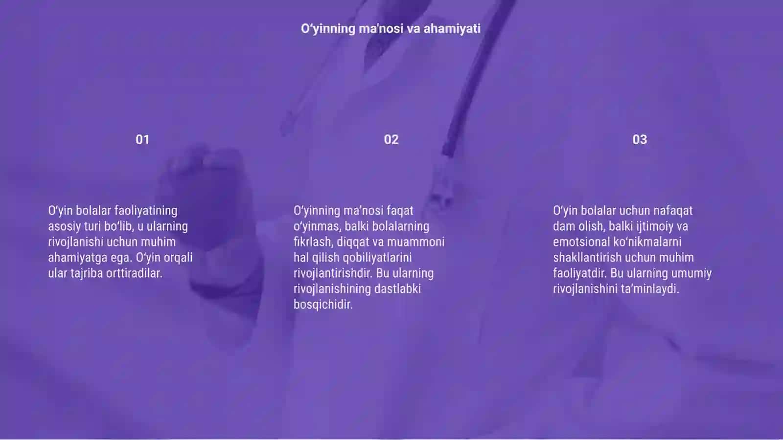 Oʻyin bolalar faoliyatining asosiy turi sifatida 3