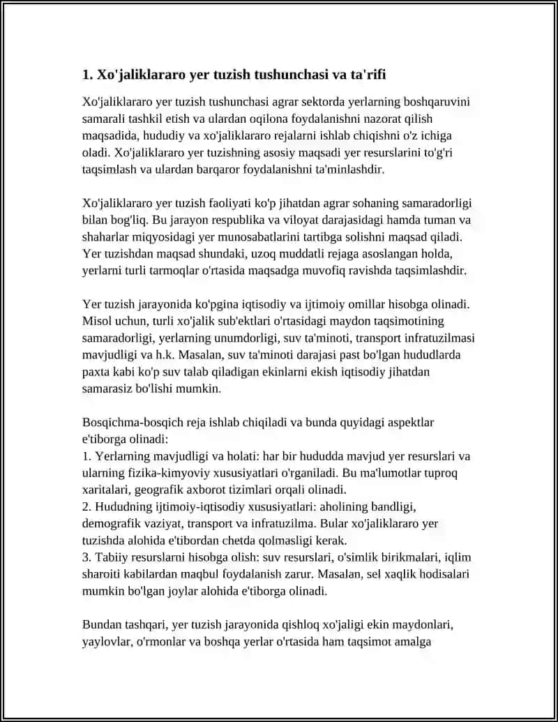 XO’JALIKLARARO YER TUZISH TUSHUNCHASI, VAZIFALARI VA MAZMUNI 3