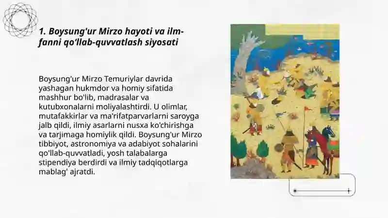 Boysung'ur Mirzo va temuriylar davrida ilm-fan va taraqqiyot 3