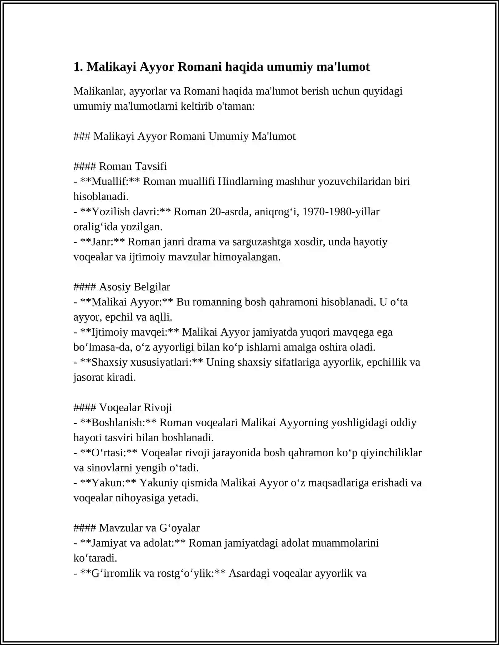 Malikayi Ayyor Romani Referat 3