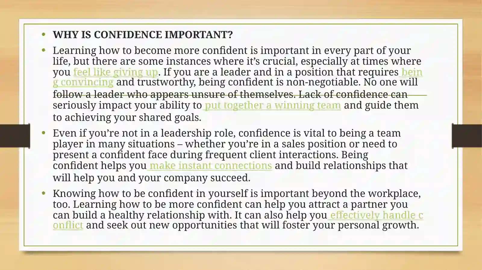 How to be CONFIDENT 3