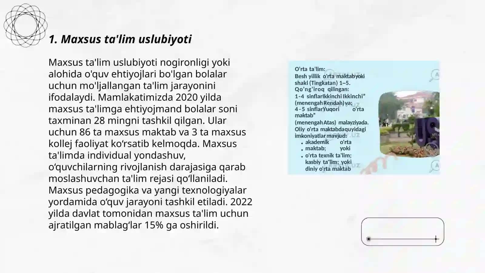 Ta'limning tashkilotlarida alohida yordamga muhtoj bolalarni ta'lim olishini qo'llab-quvvatlash texnalogiyalari 3