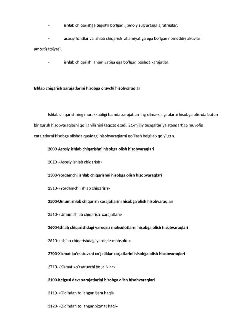 Xarajatlarning turkumlanishi 3