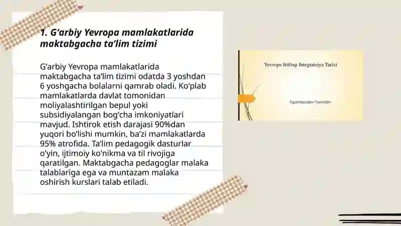 Gʻarbiy Yevropa mamlakatlarida maktabgacha taʼlim tizimi 3