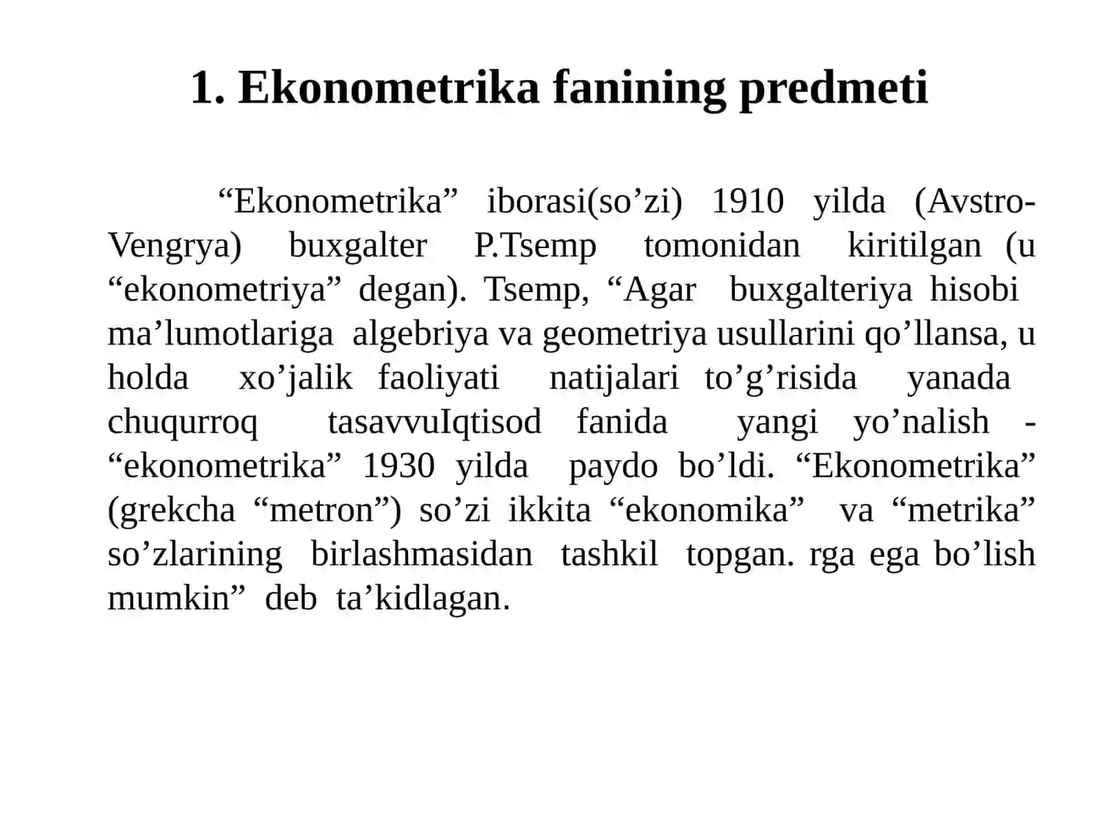 Ekonometrika fanining predmeti 3