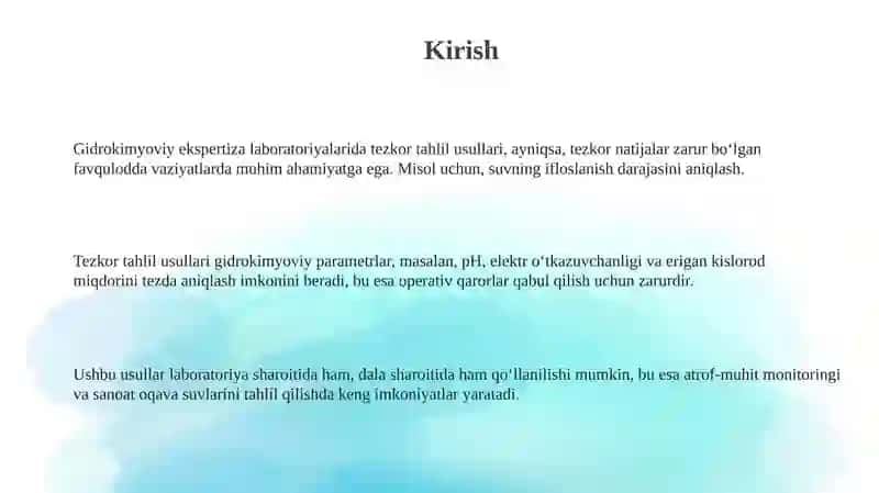 Gidrokimyoviy ekspertiza laboratoriyalarda qo'llaniladigan tezkor tahlil usullari 3