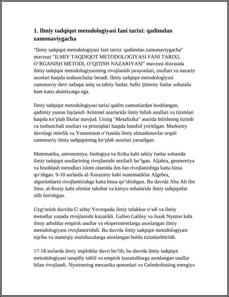 ILMIY TAQDIQOT METODOLOGIYASI FANI TARIXI 3