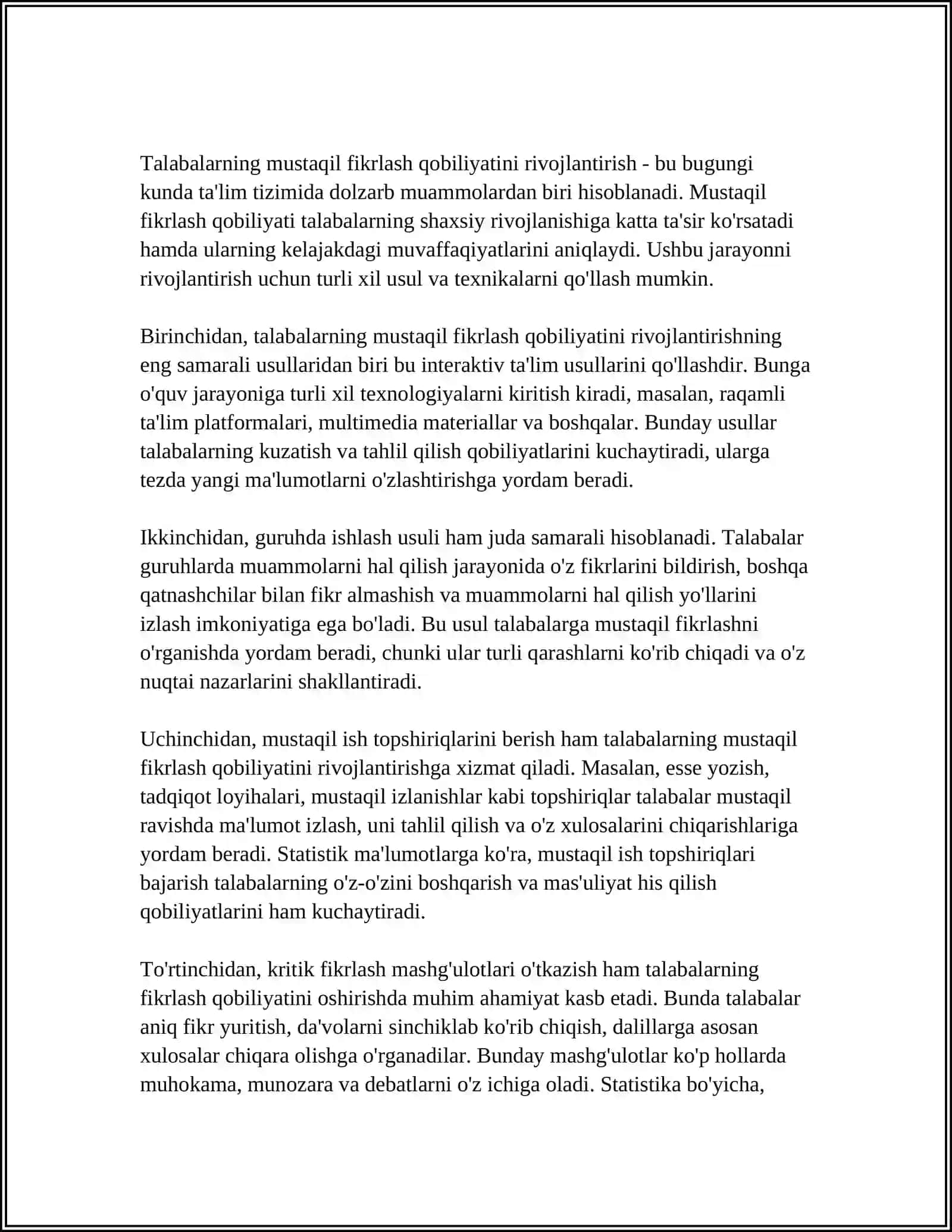 TALABALARNING MUSTAQIL IJODIY FIKRLASHINI SHAKILLANTIRISH VA RIVOJLANTIRISH TEXNIKASI 3