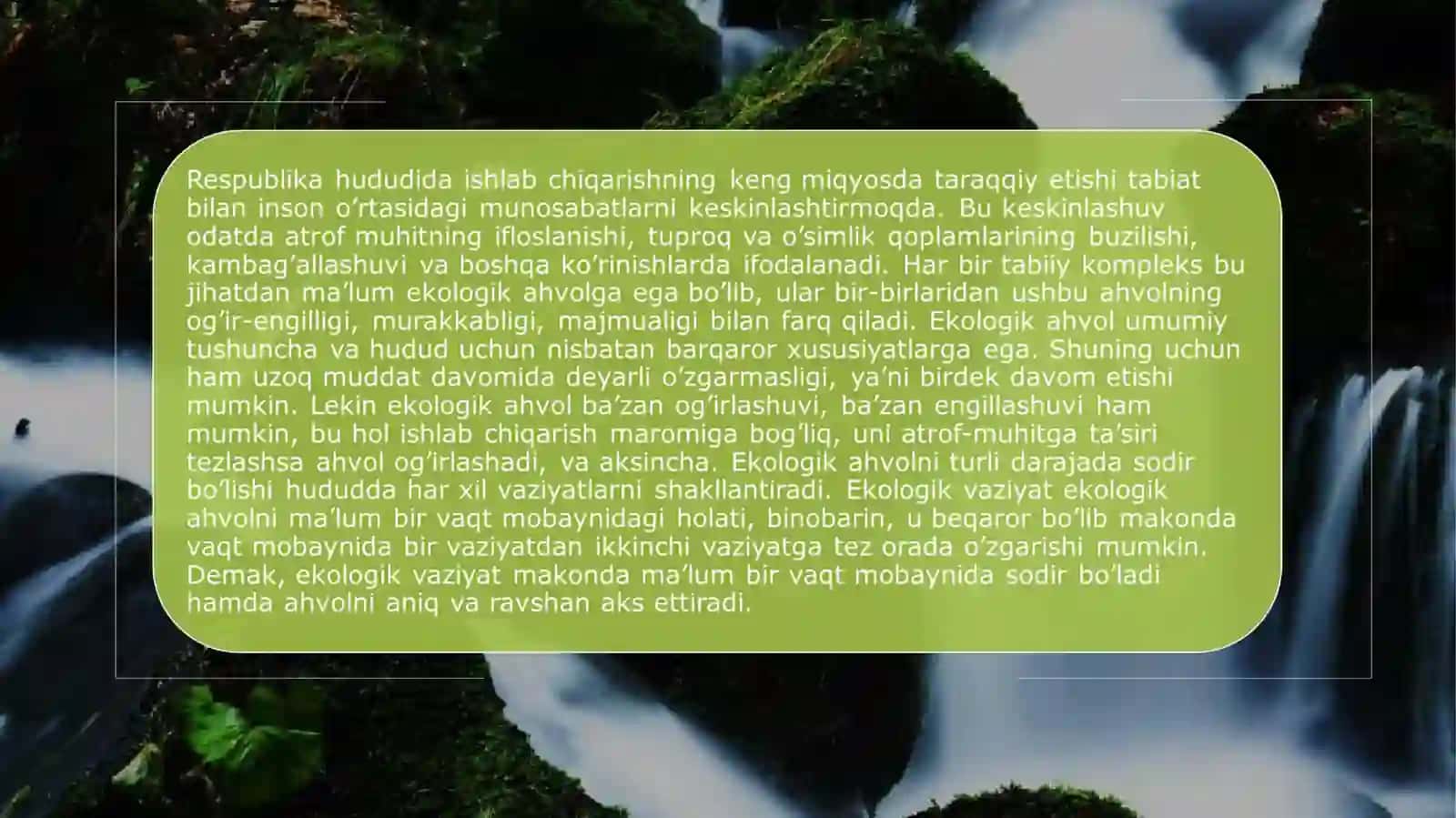 Ekologik vaziyatlarning rivojlanish yo’nalishlari 3