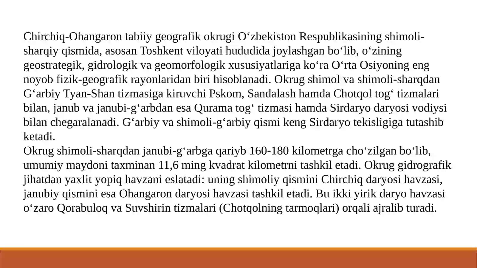 Chirchiq-Ohangaron  tabiiy  geografik  okrugi 3