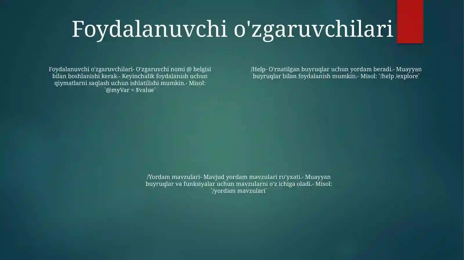 Buyruqlar qatori parametrlari 3