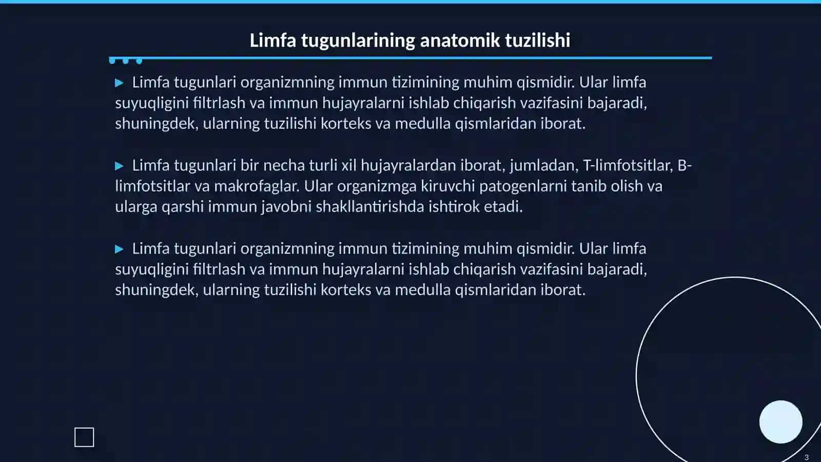 Limfa tugunlarining yoshga ko'ra o'zgarishi va regeneretsiyasi. Timusdagi T-lim fotsitlarning yetilish Jarayoni (antigenga bog liq bo'Imagan immunogenez) 3