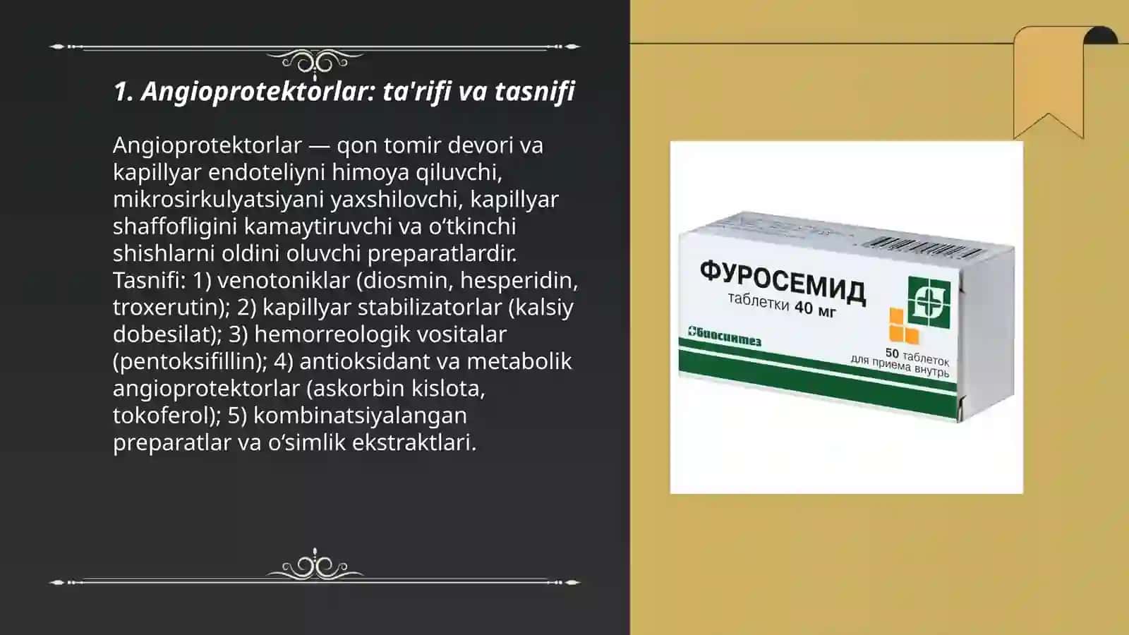 Angioprotektorlar, venatrop vositalari. Aterosklerozga qarshi vositalar 3