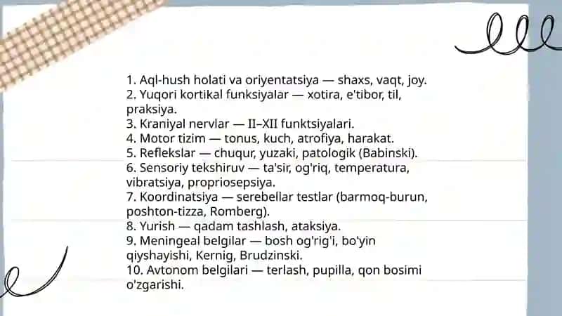 Markaziy asab tizimini tekshirish usullari 3