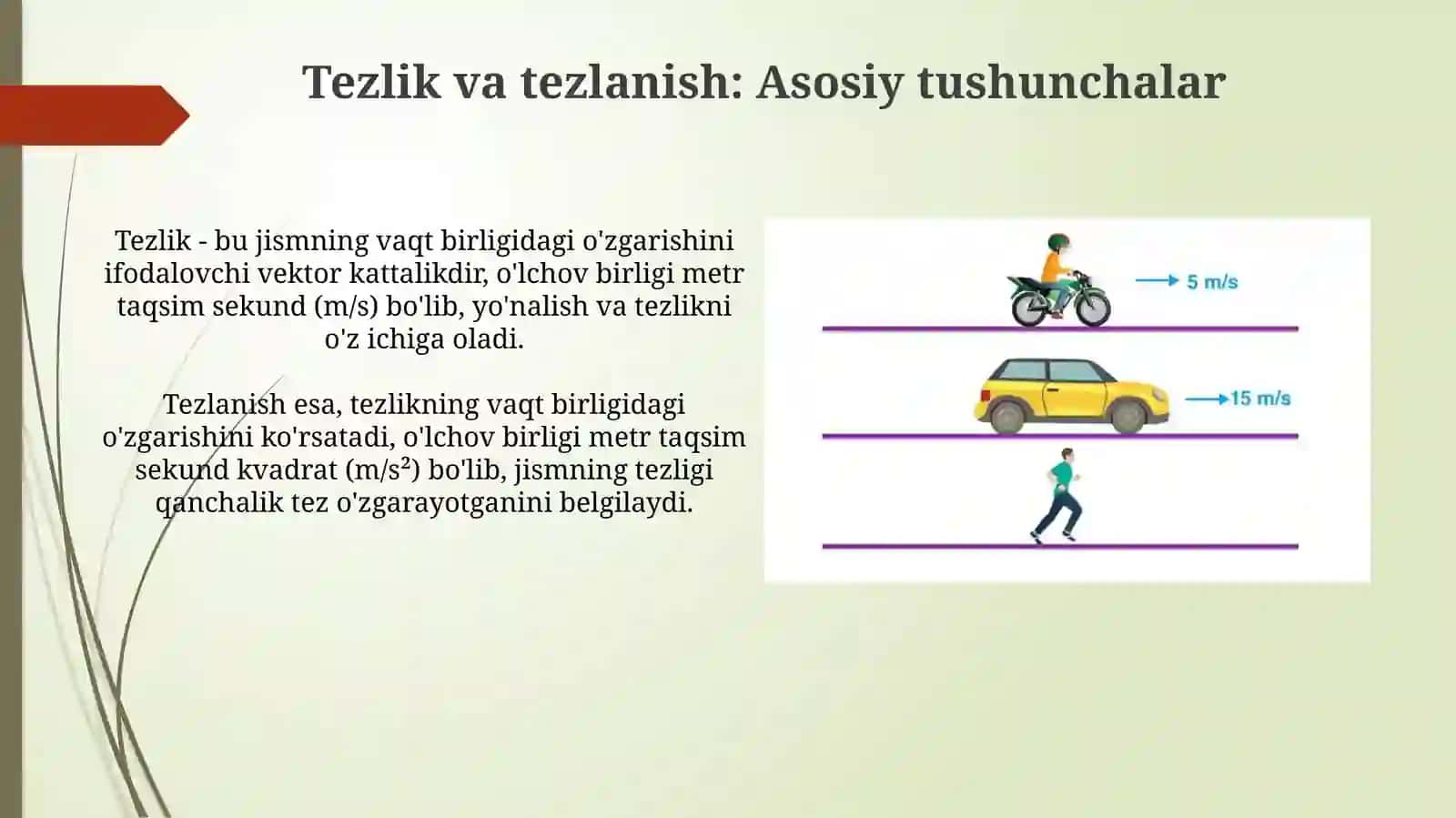 Moddiy nuqtaning tezligi va tezlanishi 3