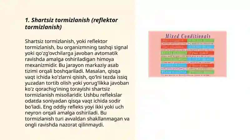 Shartsiz va shartli tormizlanish turlari 3