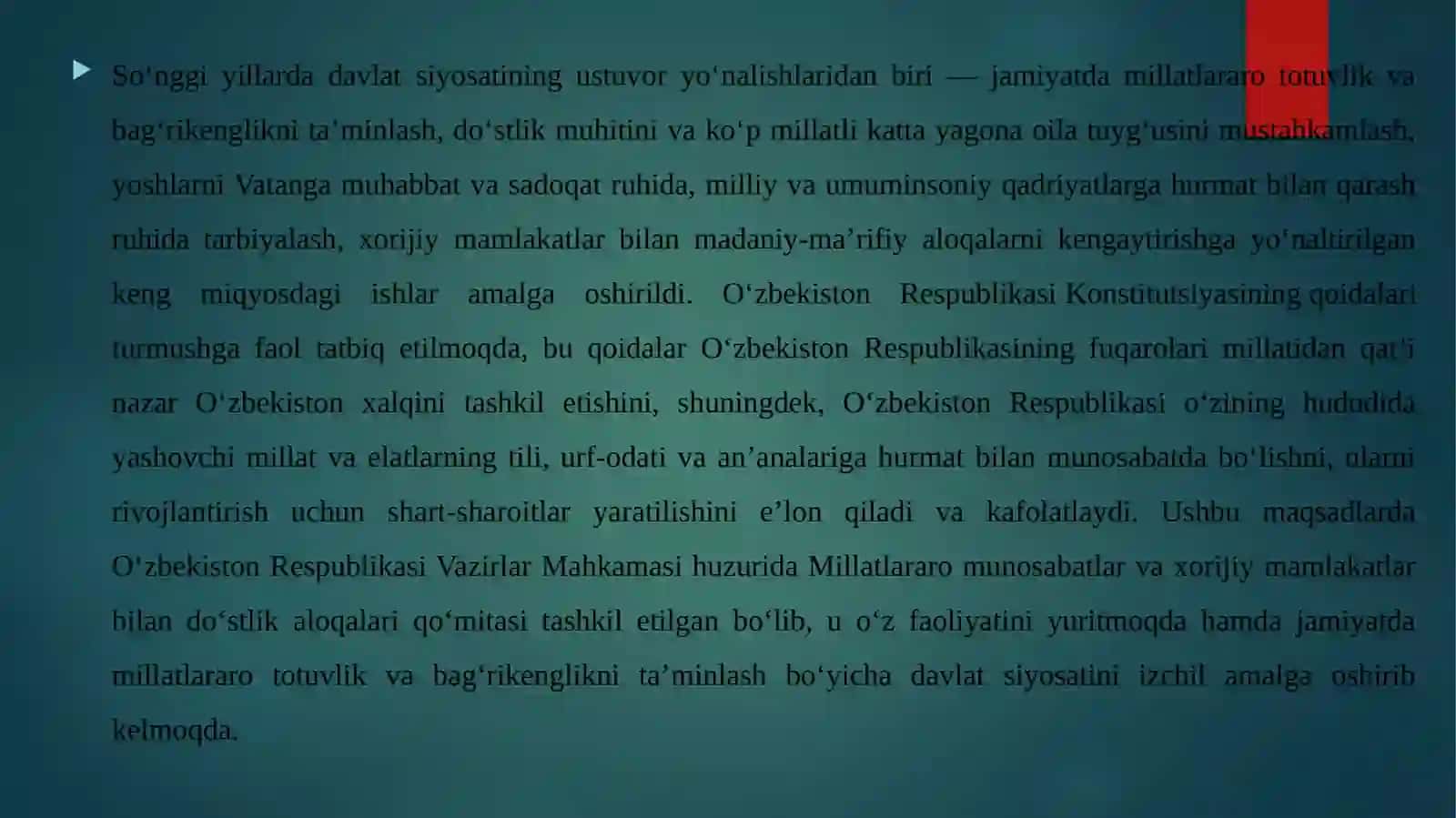 Milatlararo munosabatlarni rivojlanishida milliy va umuminsoniy qadriyatlarni o’rni 3