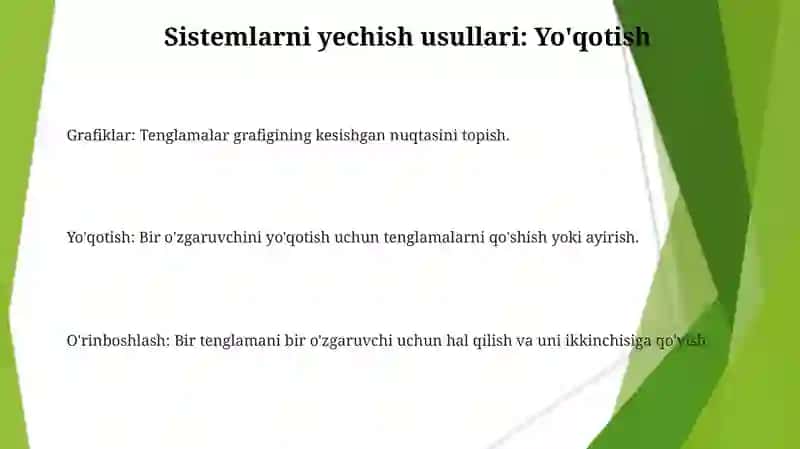 Tenglamalar sistemasini yechish va nomalumlarni aniqlash 3