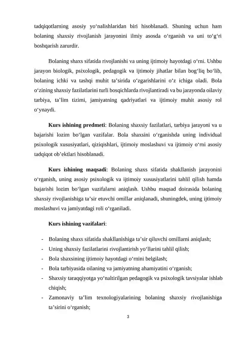 Bola shaxsi, vazifalari 3