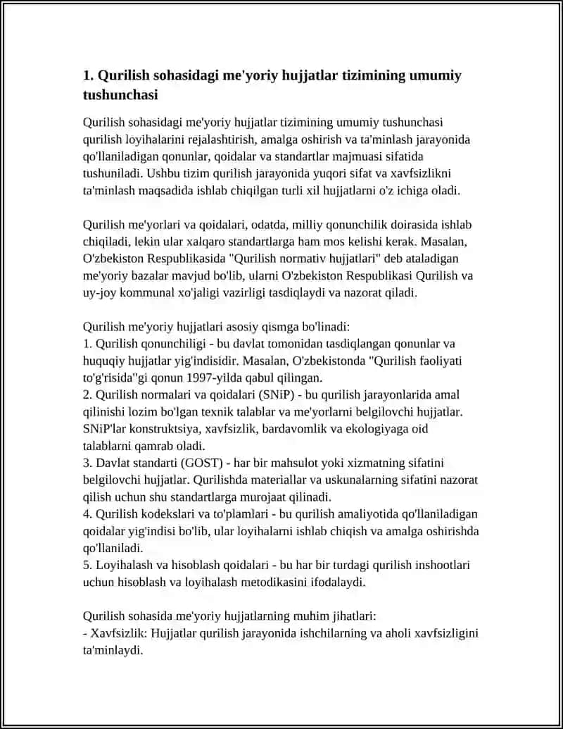QURILISH SOHASIDAGI ME'YORIY HUJJATLAR TIZIMI 3