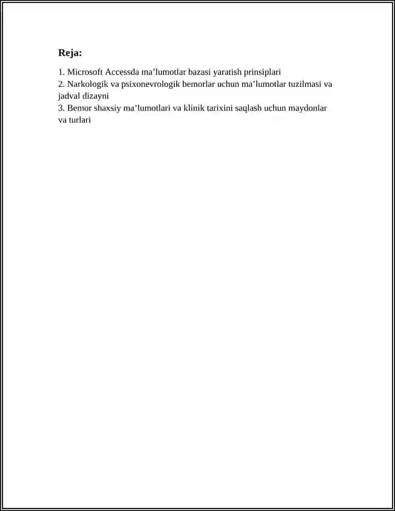 MICROSOFT ACCESSDA MA'LUMOTLAR BAZASINI YARATISH 3