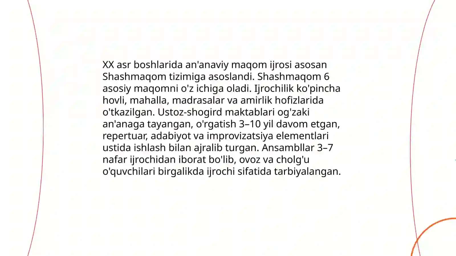 XX asrda o'zbek maqom san'atining rivojlanish bosqichlari 3