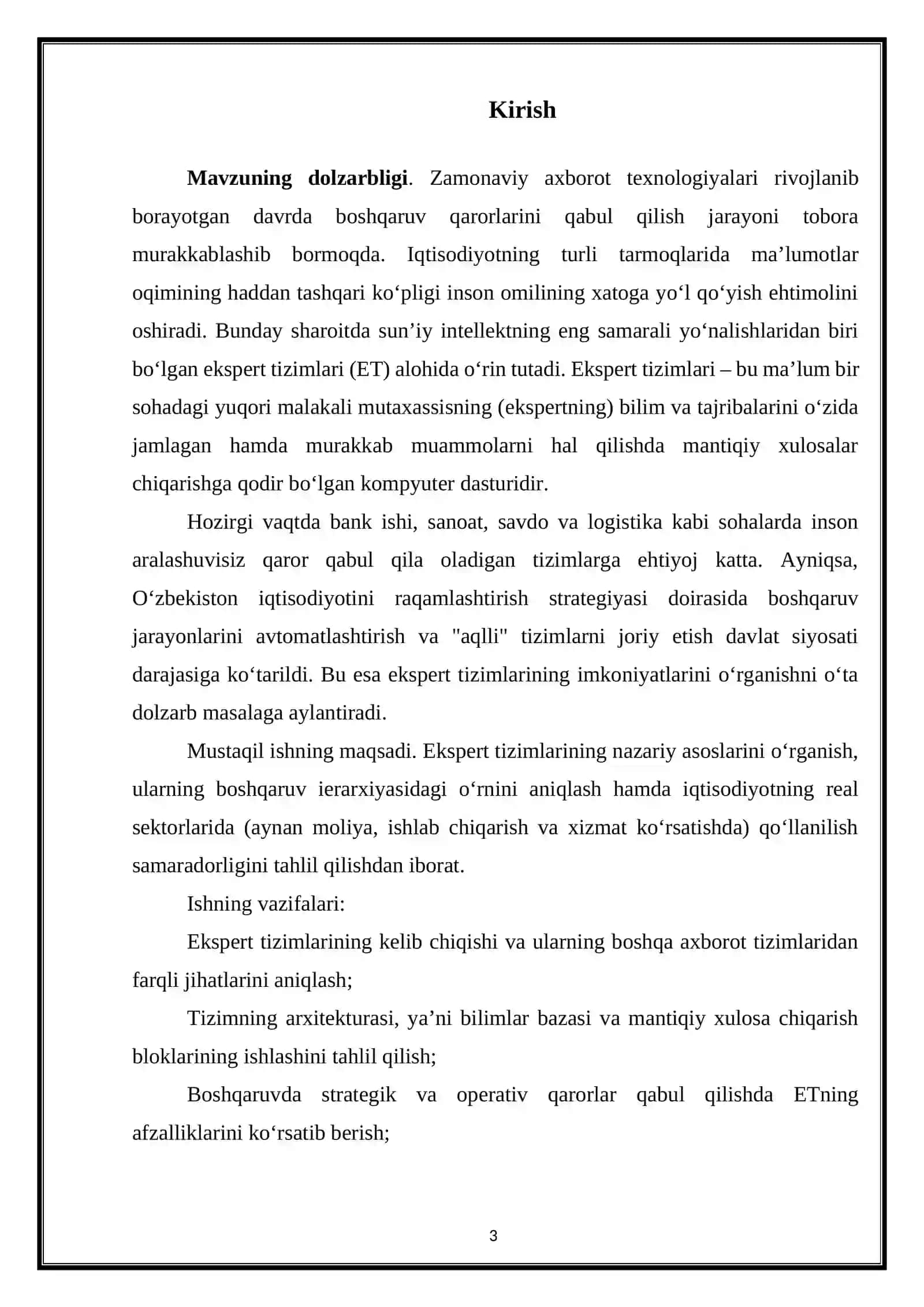 Transport muhandisligi fakulteti talabasi MUSTAQIL ISHI 3