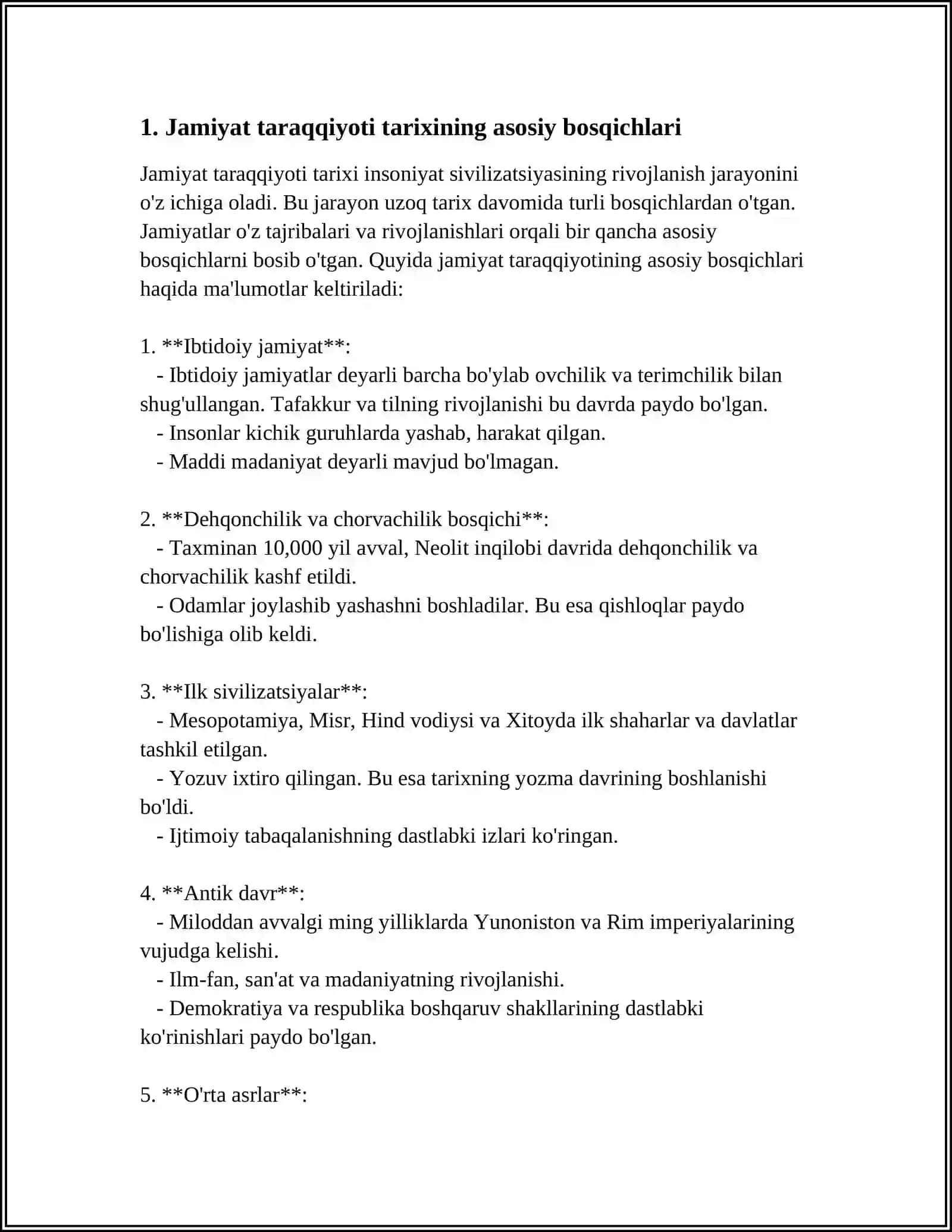 JAMIYAT TARAQQIYOTIDA TARIXNING MAZMUNI, YO`NALISHLARI VA KONSEPSIYALARI 3