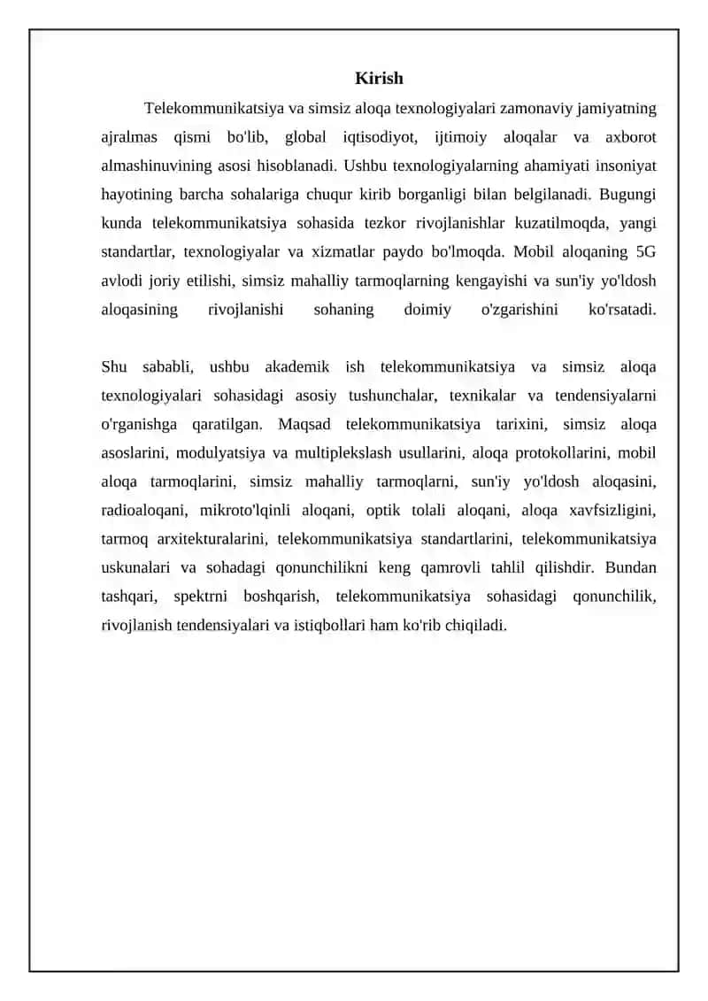 Telekommunikatsiya va simsiz aloqa texnologiyalari 3