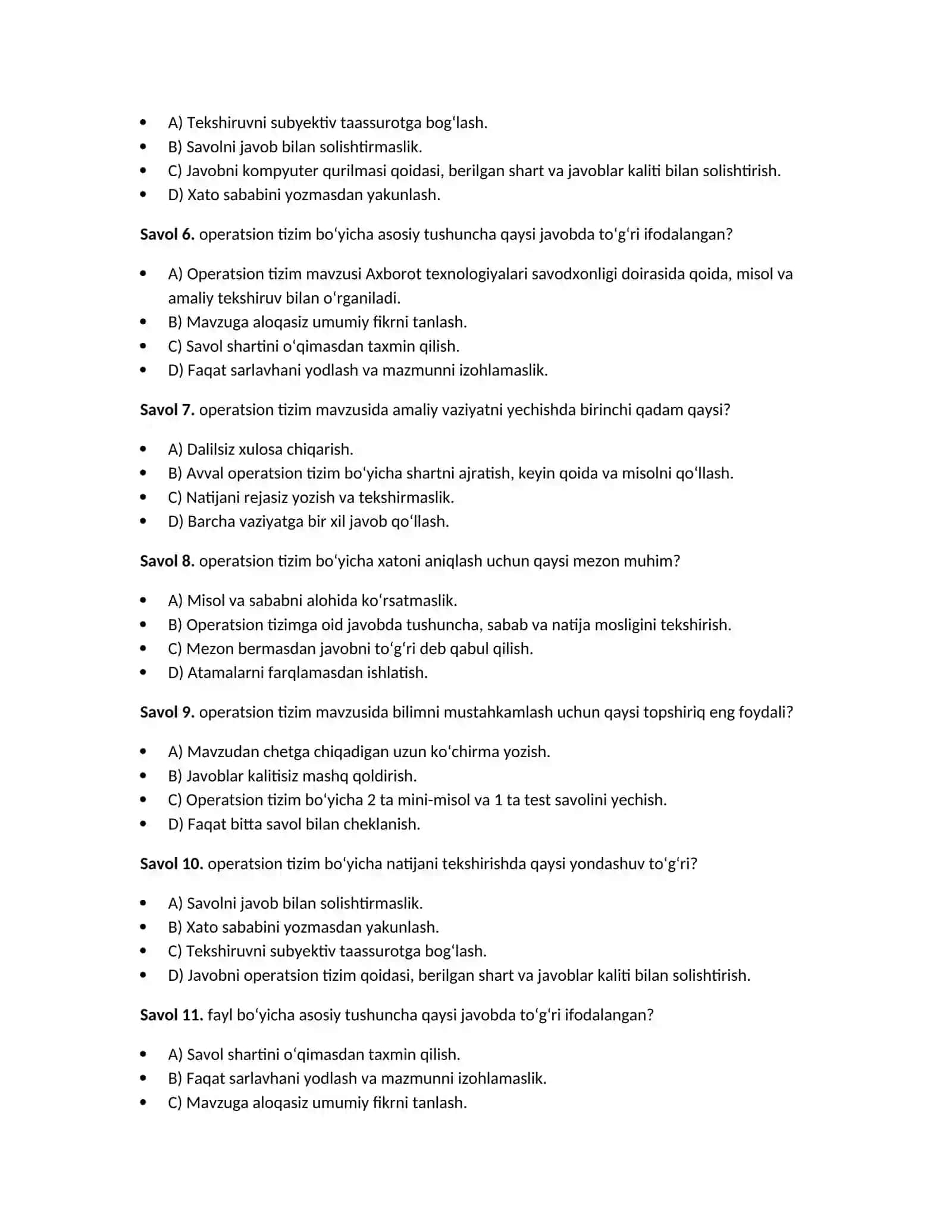 Axborot texnologiyalari savodxonligi — 100 test 3