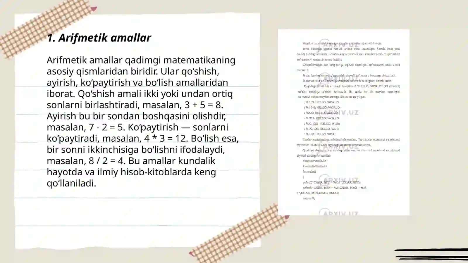 Mashina amallari 3