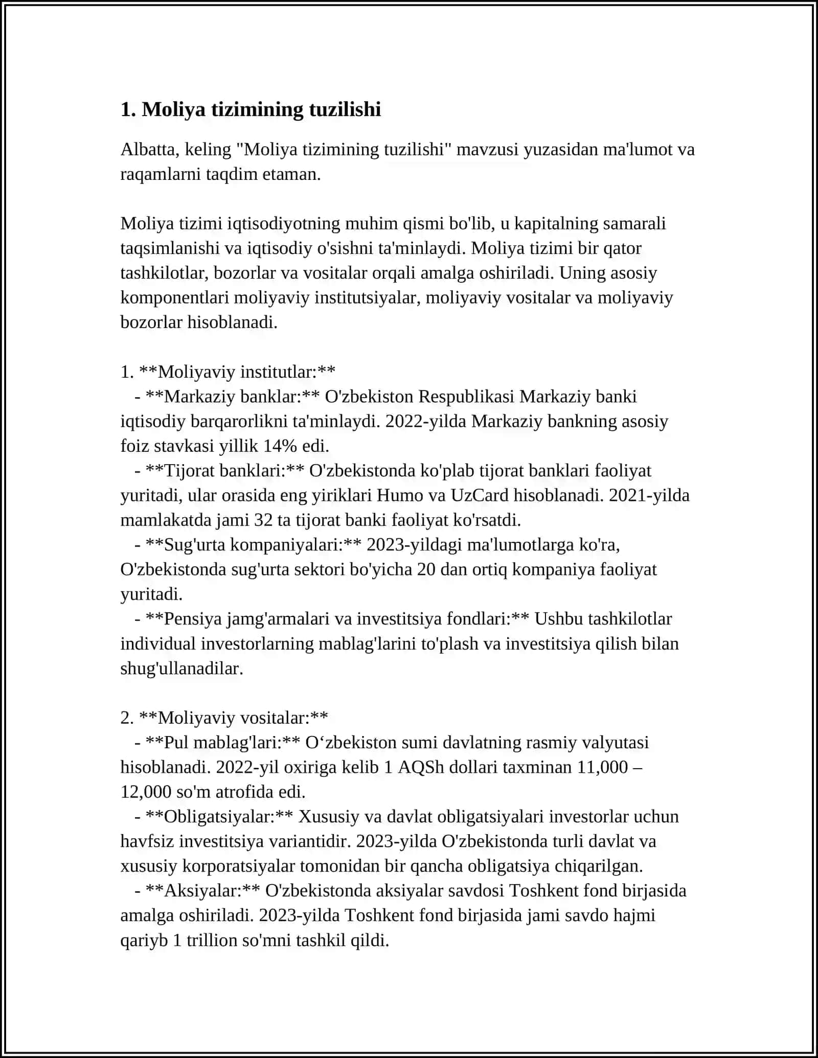 Moliya tizimining tuzilishi 3