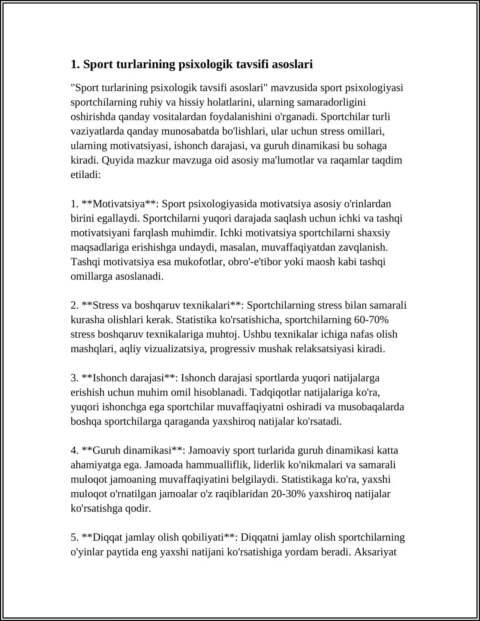 SPORT TURLARINING PSIXOLOGIK TAVSIFI REFERAT 3