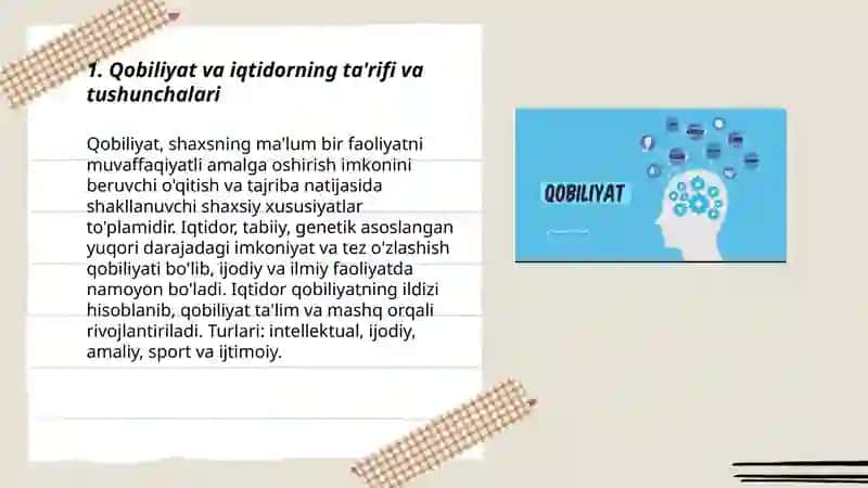 Qobiliyat va iqtidorning ta'rifi va tushunchalari 3