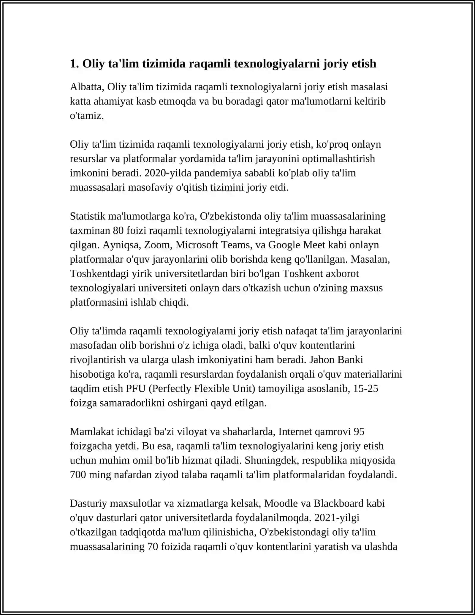 Mavzu: OLIY TAʼLIM TIZIMIDA TAʼLIM TARBIYA JARAYONINI MODERNIZATSIYALASH YOʻNALISHLARI 3
