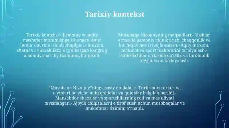 Musobaqa Nizomining Maqsadi Va Moxiyati Mazmuni 3