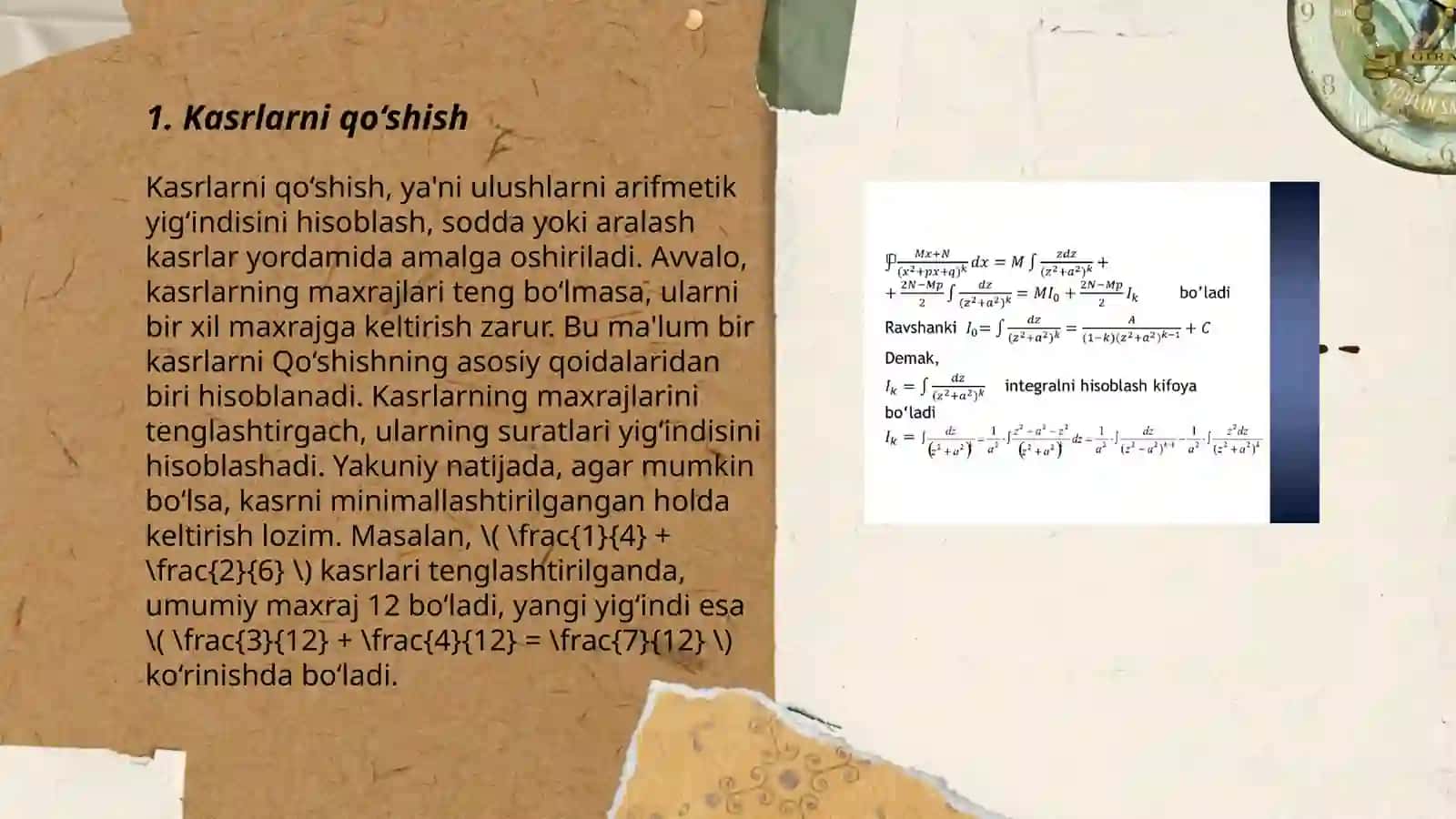 Kasrlarni umumiy maxrajga keltirish 3