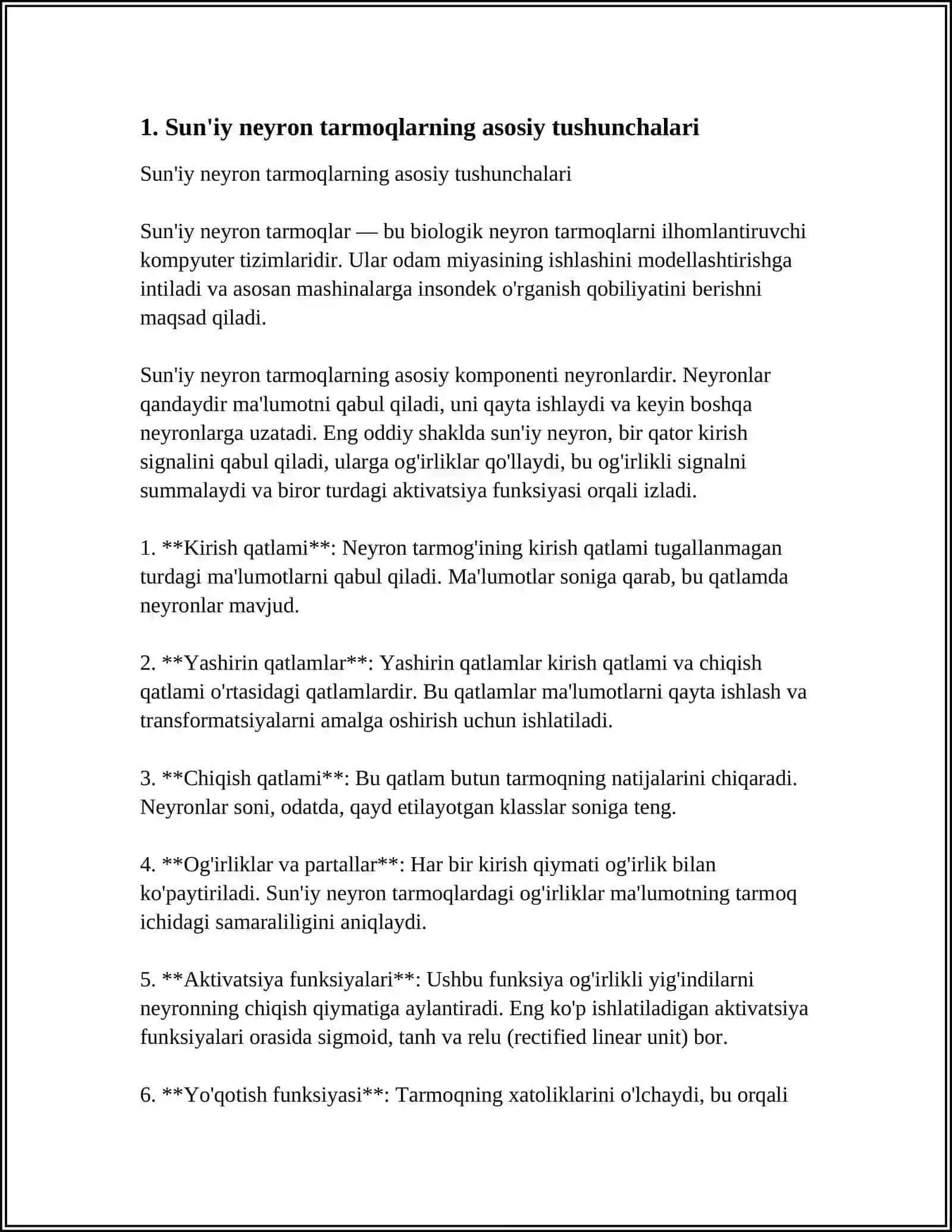 SUN'IY NERON TARMOQLAR 3