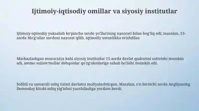 Ijtimoiy-iqtisodiy omillar va siyosiy institutlar 3