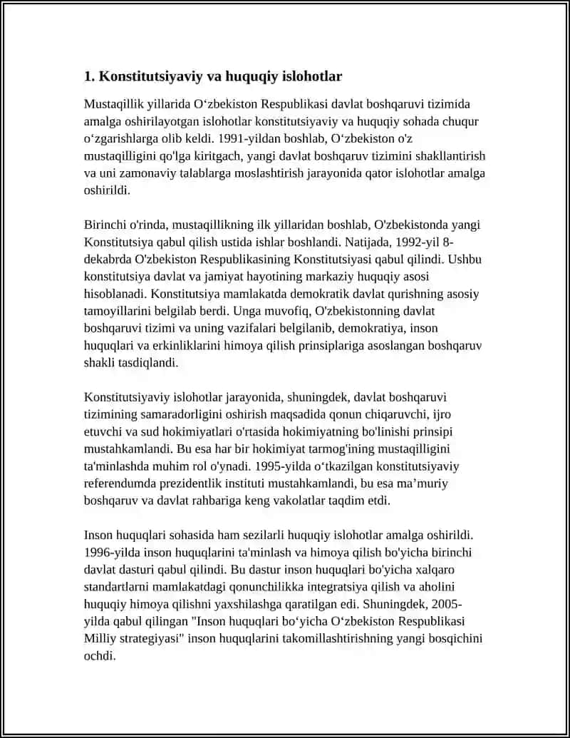 MUSTAQILLIK YILLARIDA DAVLAT BOSHQARUVI TIZIMI AMALGA OSHIROLAYOTGAN ISLOHOTLAR 3