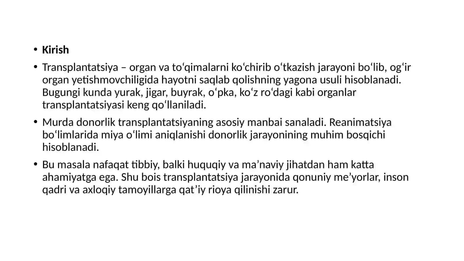 Murda a’zo va to‘qimalarning transplantatsiya maqsadida qo‘llanilishi 3