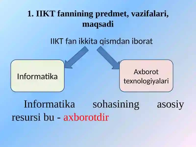 IQTISODIYOTDA INFORMATSION-KOMMUNIKATSION TEXNOLOGIYALAR” FANI PREDMETI 3