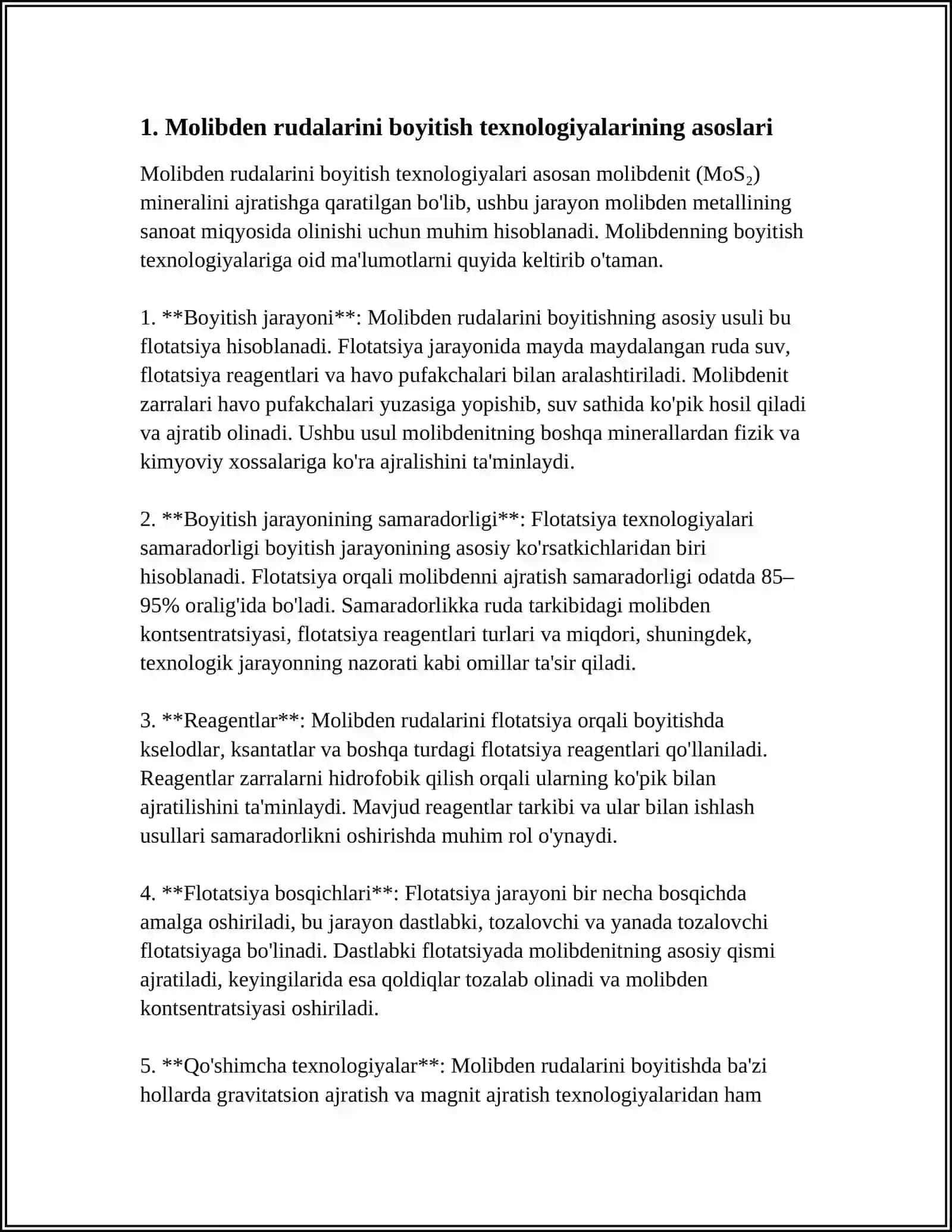 MOLIBDEN RUDALARINI BOYITISH TEXNOLOGIYASI 3