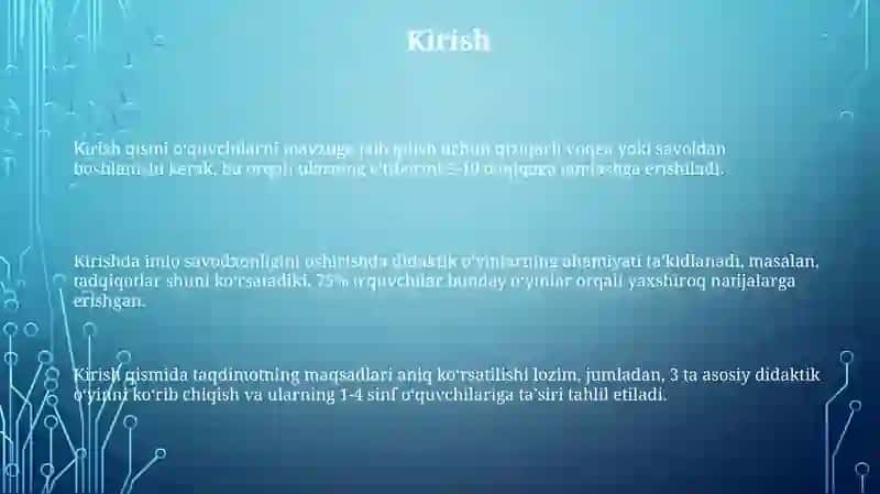 Boshlangʻich taʼlimda imloviy savodxonlik bóyicha turli didaktik óyinlardan foydalanish 3