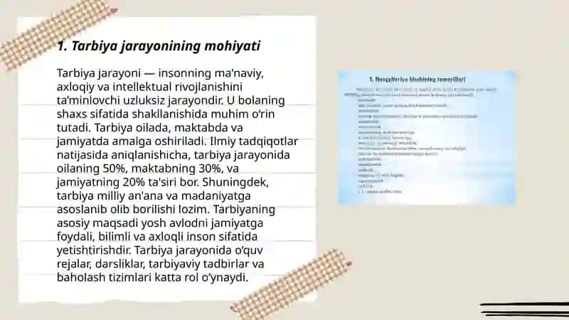 Tarbiya jarayonining mohiyati, qonuniyatlari va tamoyillari 3